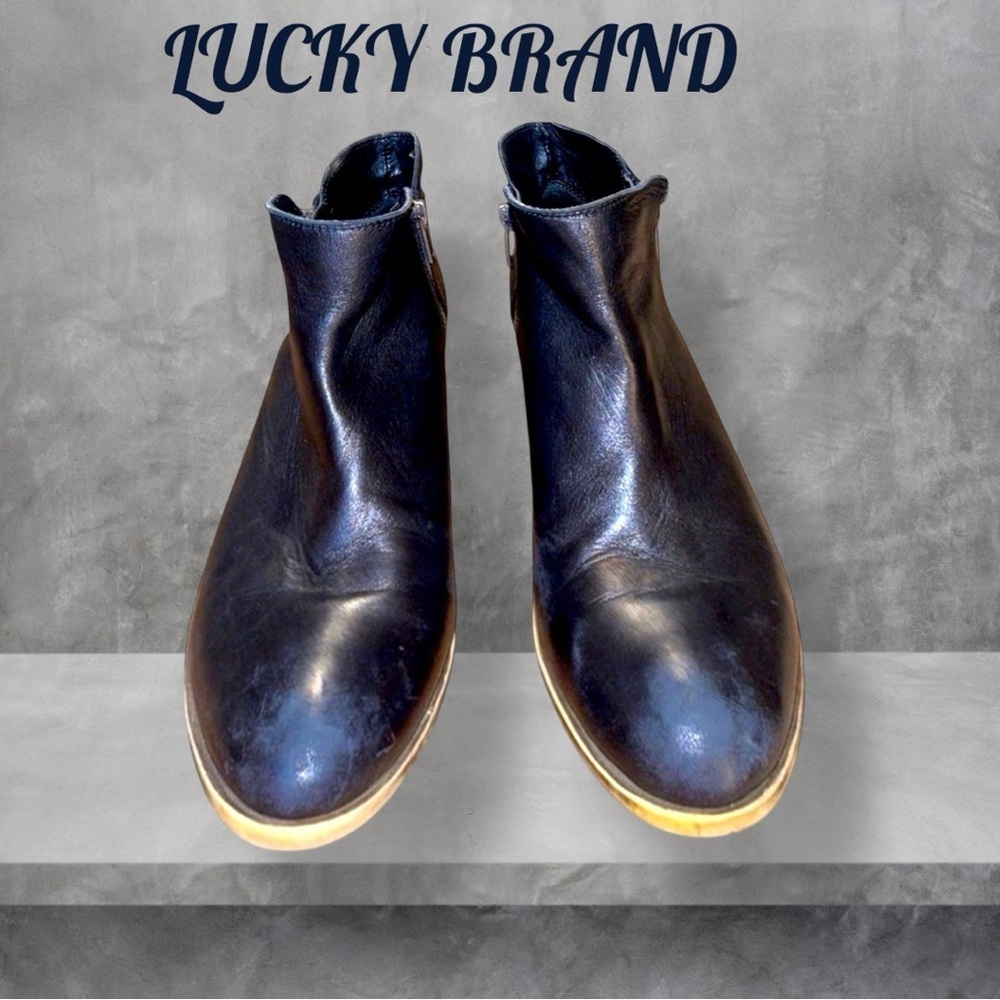🌸Lucky Brand Soft Black Leather Ankle Boots